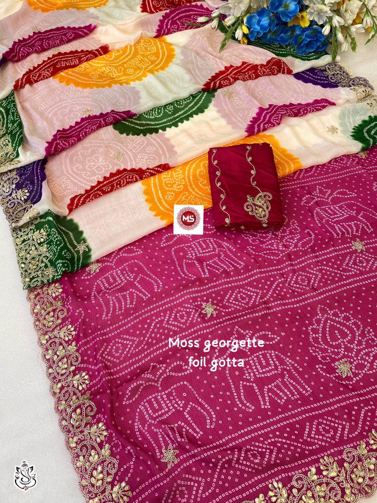 Chinon Moss Georgette Bandhani Print image 3