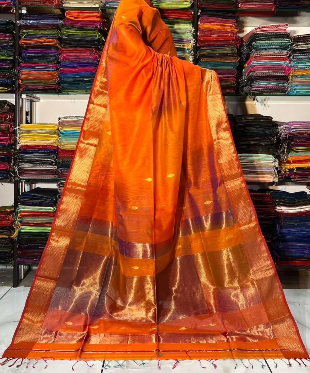 Pure Maheshwari Handloom Multi Shaded Saree image 2