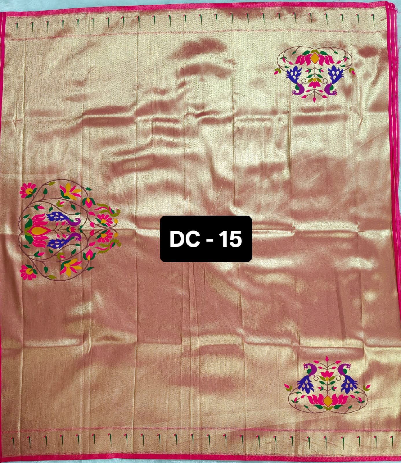 7 Paithani Blouse Piece Pink Border