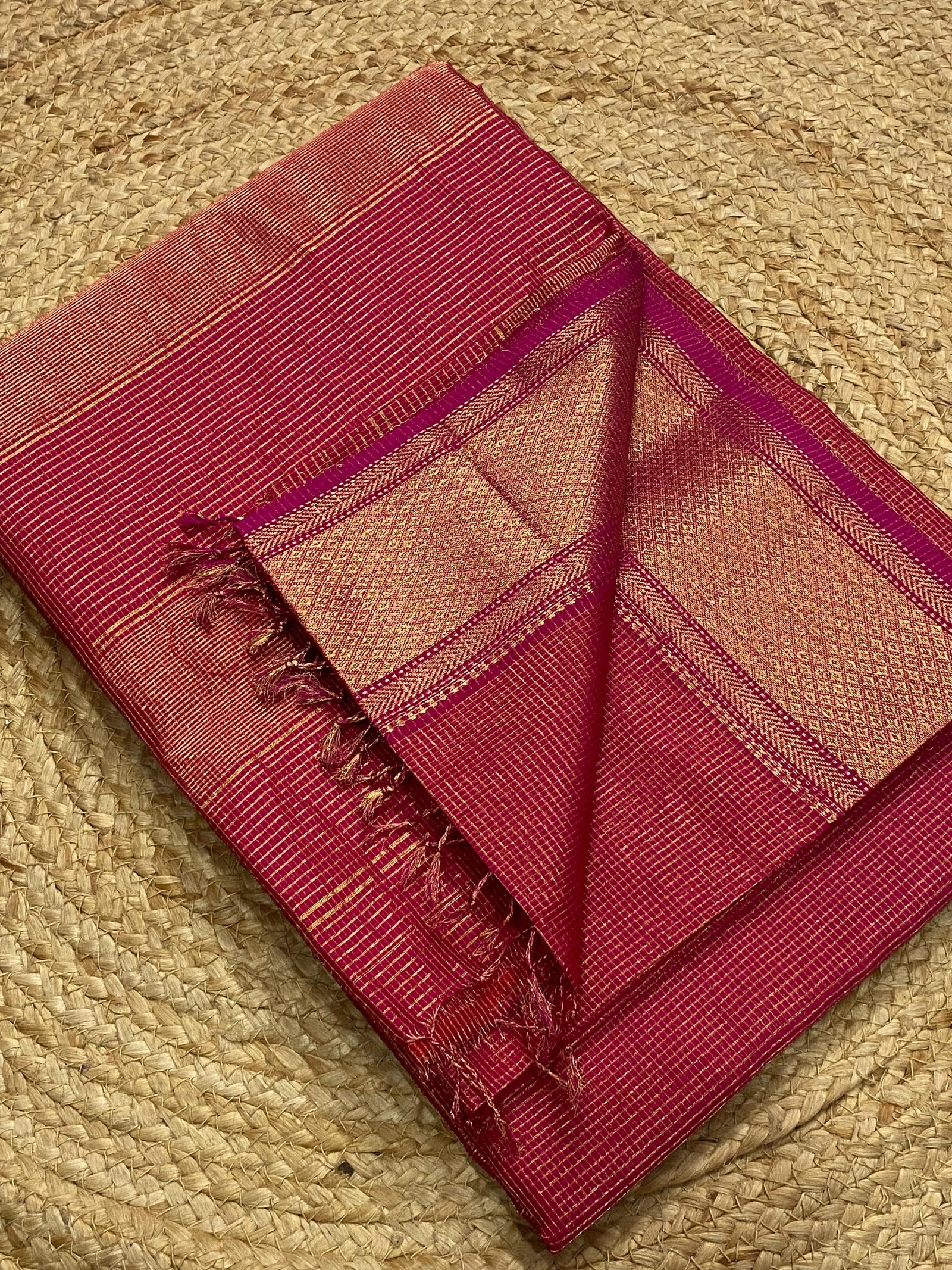 Pure Maheshwari Handloom Saree with Chand Design image 6