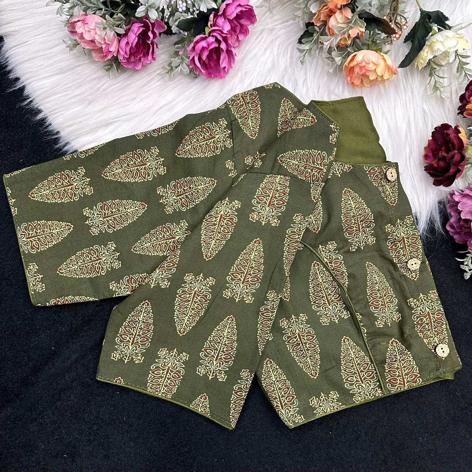 Cotton AjrakhPrint BoatNeck Neck Blouse image 6
