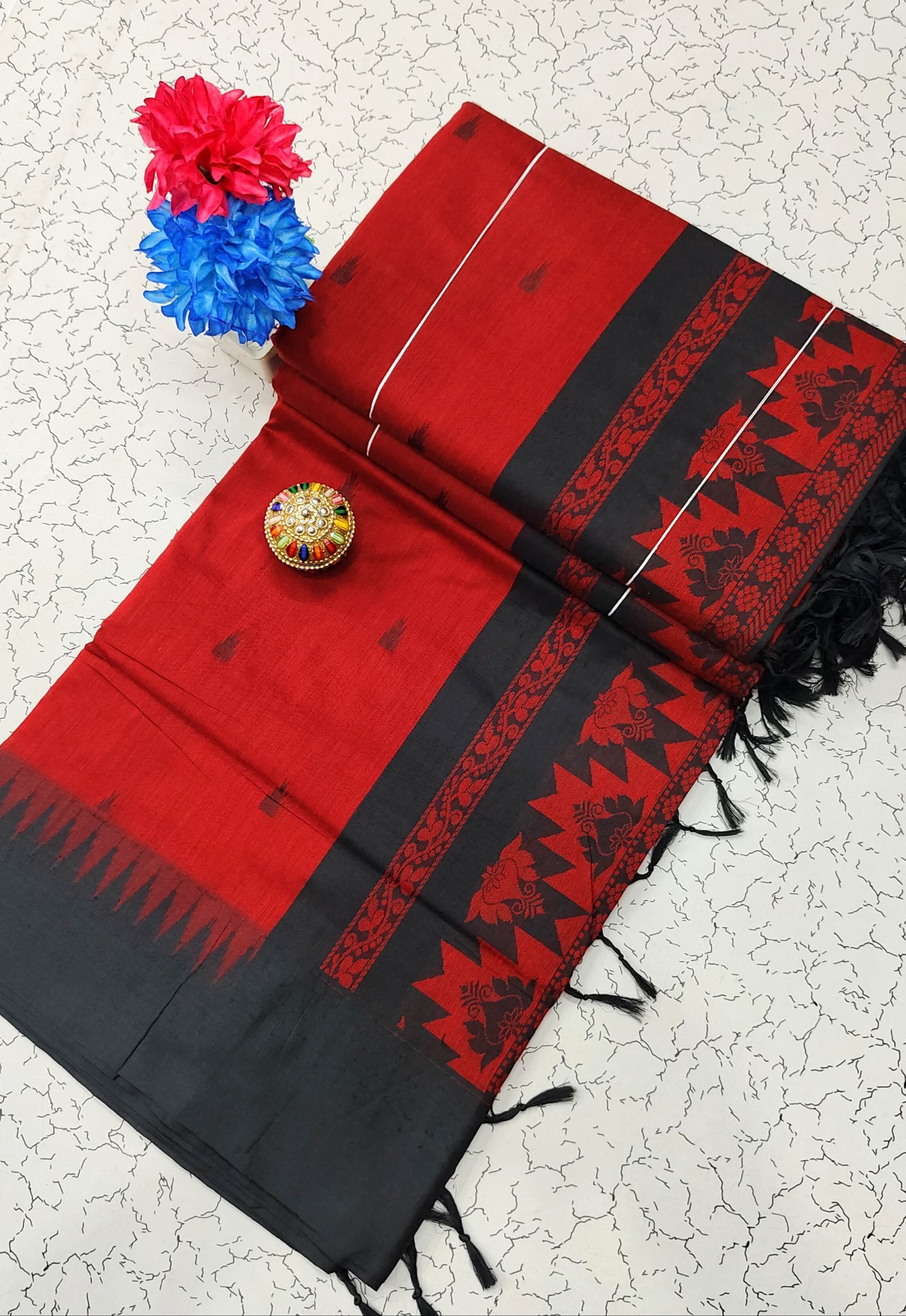 Kalyani Cotton Saree Temple Border image 3