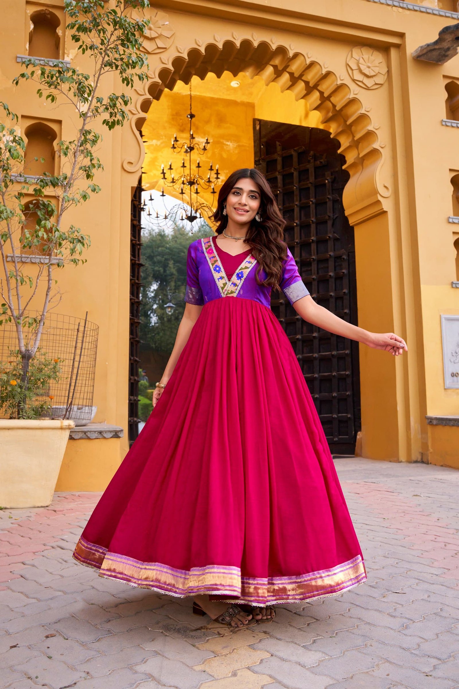 Luxurious Vichitra Silk Gown image 12