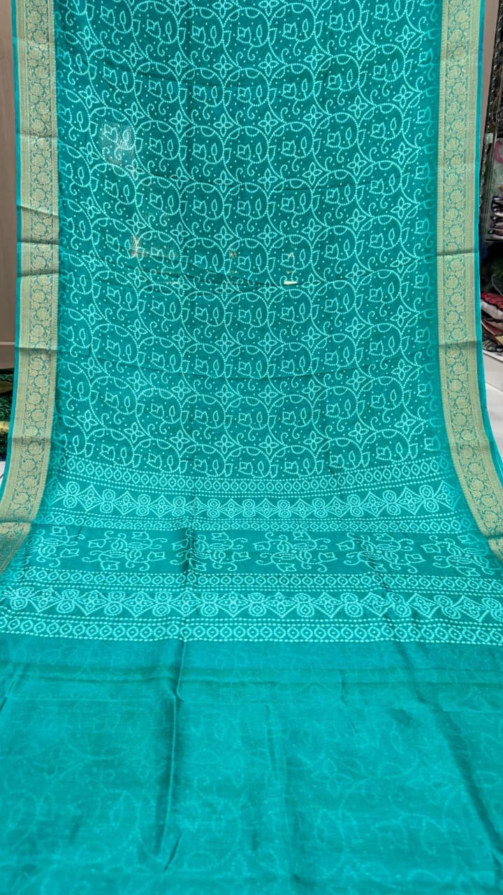 Shikakari Moss Chiffon Bandhani Saree image 2