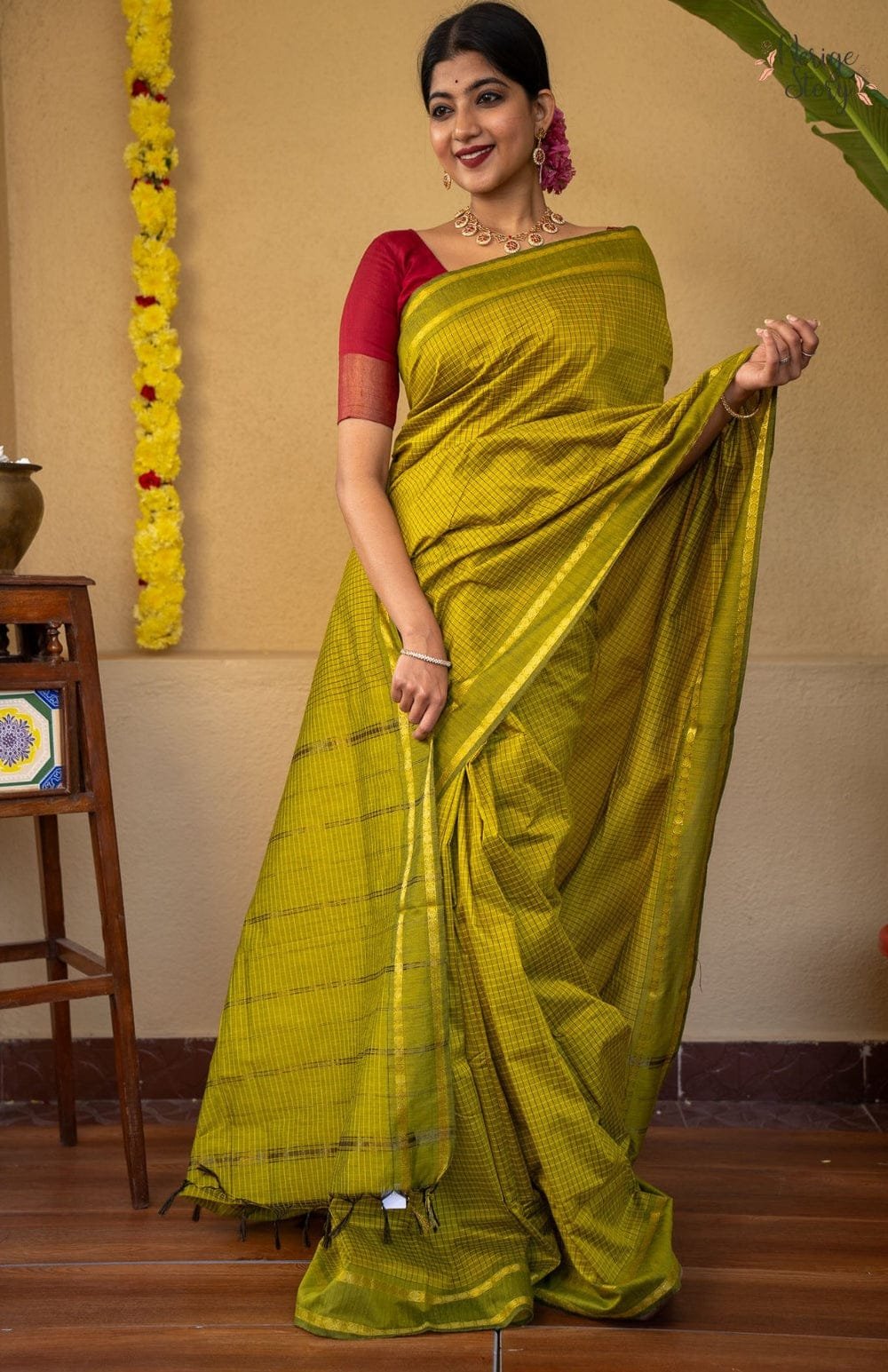 Mangalyam Checked Cotton Sarees image 6