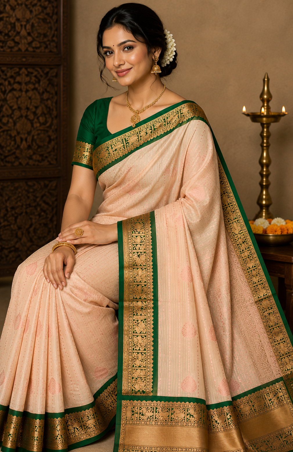 1 Korvai Kanchi Semi Silk Sarees