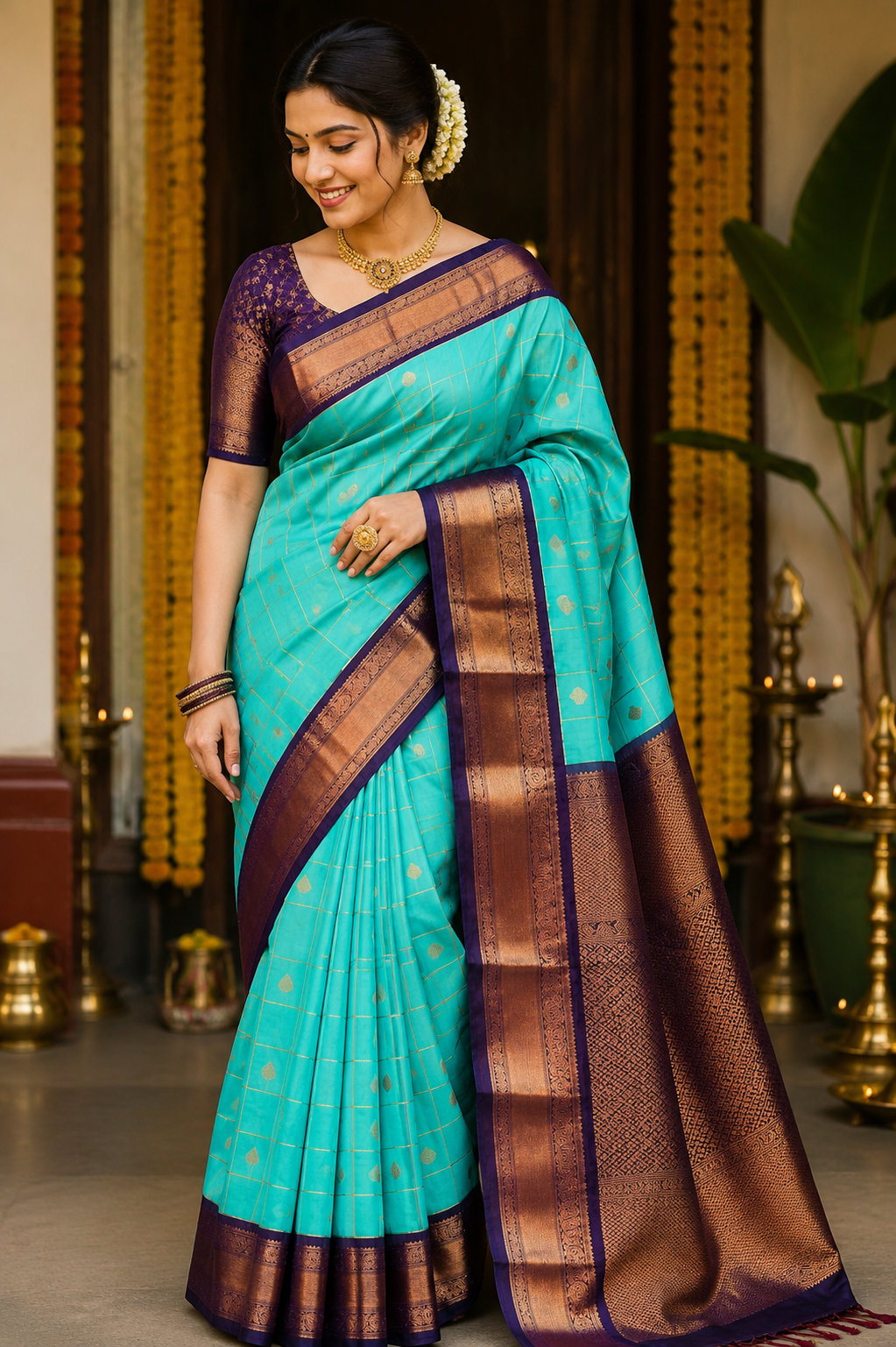 5 Korvai Semi Kanchi Silk Sarees image 10