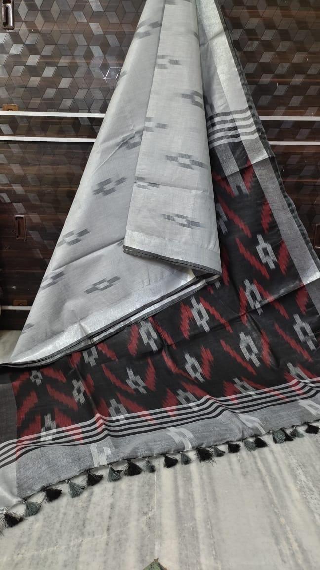 Pure linen Ikkat Sarees image 3
