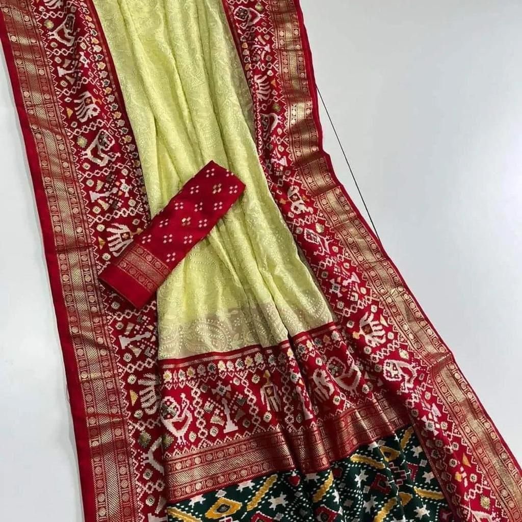 Premium Georgette chikankari lucknowi embroidered saree image 9