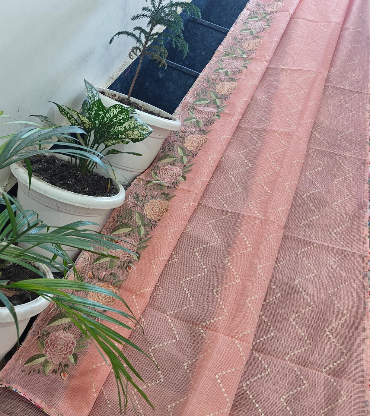 Kota Doria Saree – Embroidery Work image 6