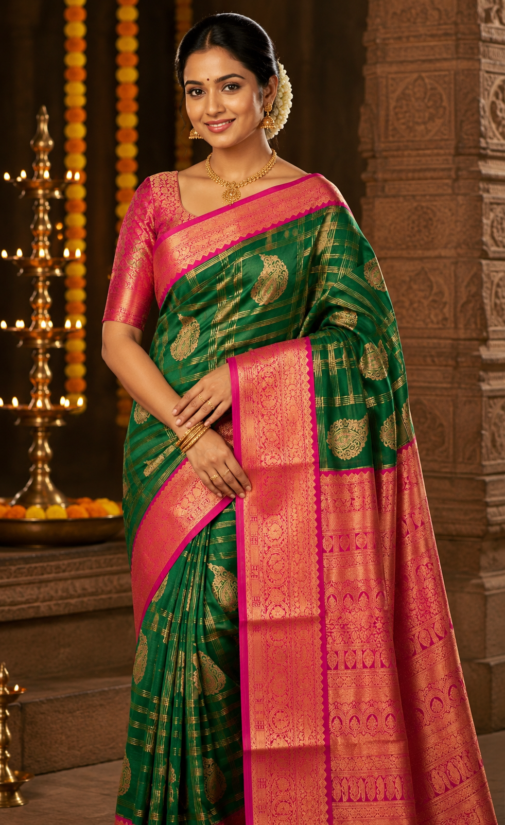 Korvai Kanchi Semi Silk Sarees Big Podi Kattam image 3