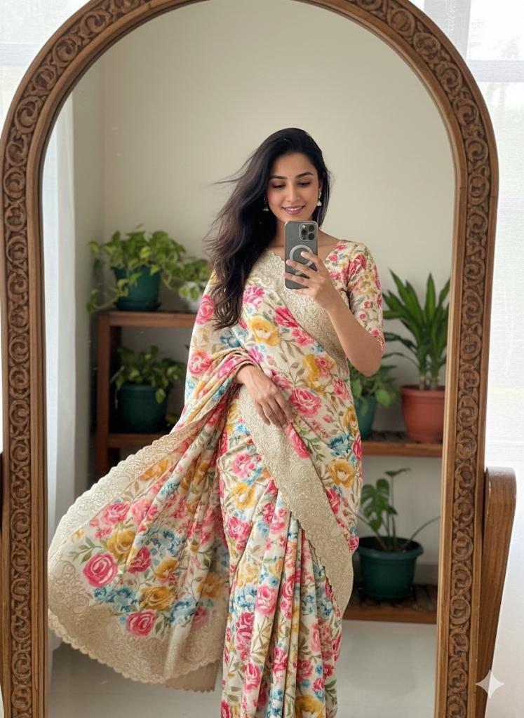 Pure Tussar Silk Saree with Cutwork Border image 9