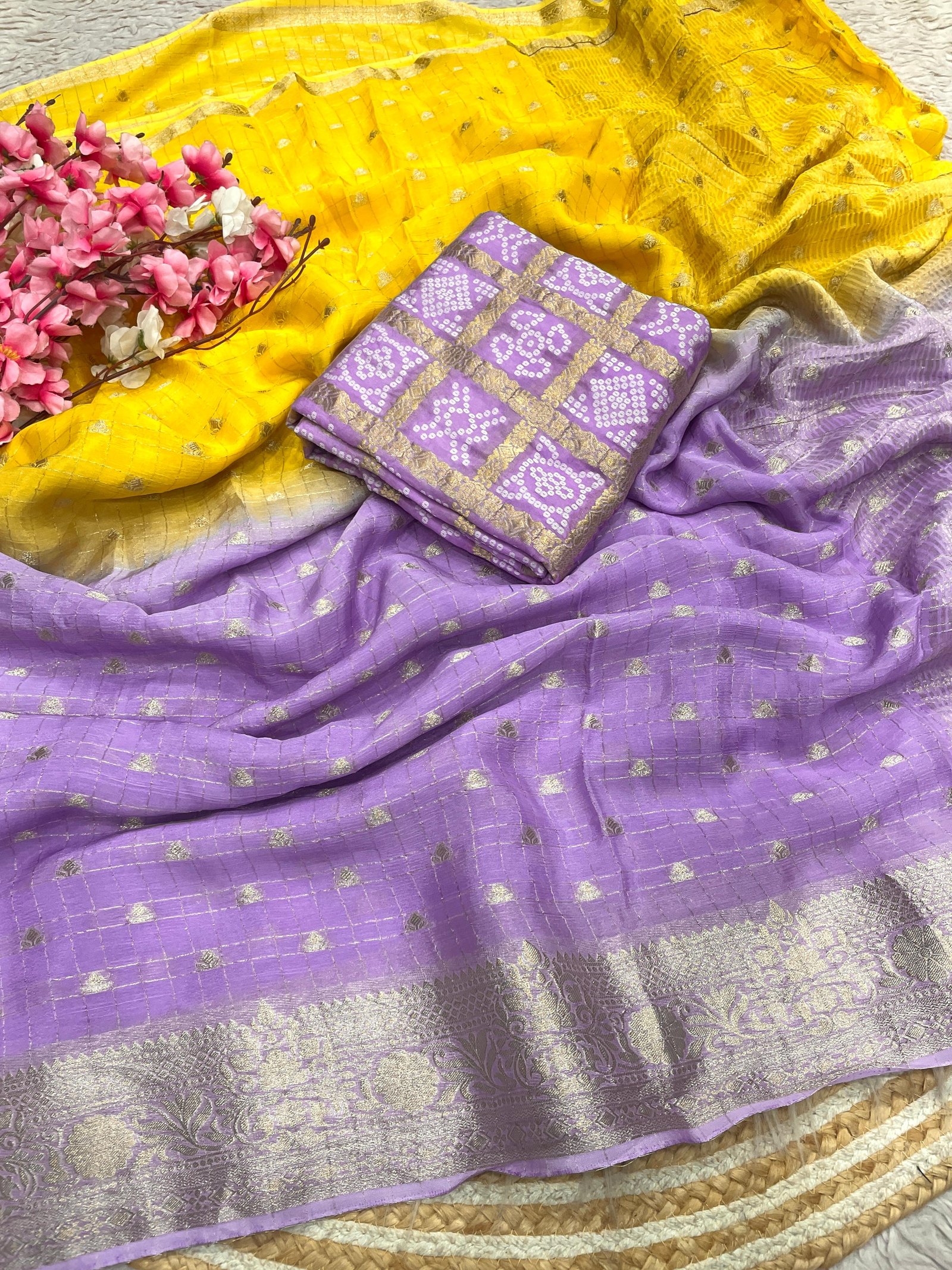 Pure Chinon Chiffon Silk Weaving Saree image 17