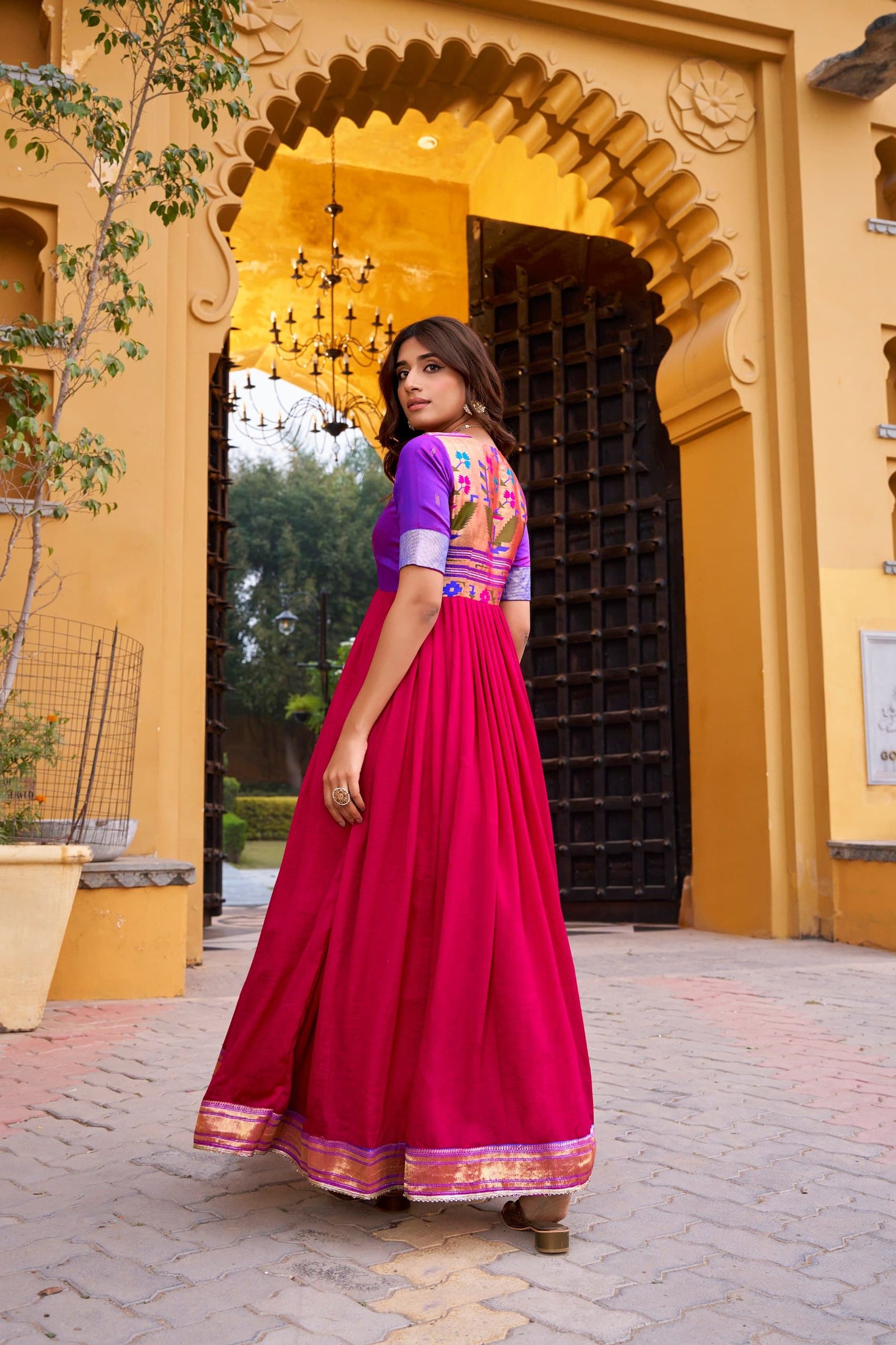 Luxurious Vichitra Silk Gown image 11