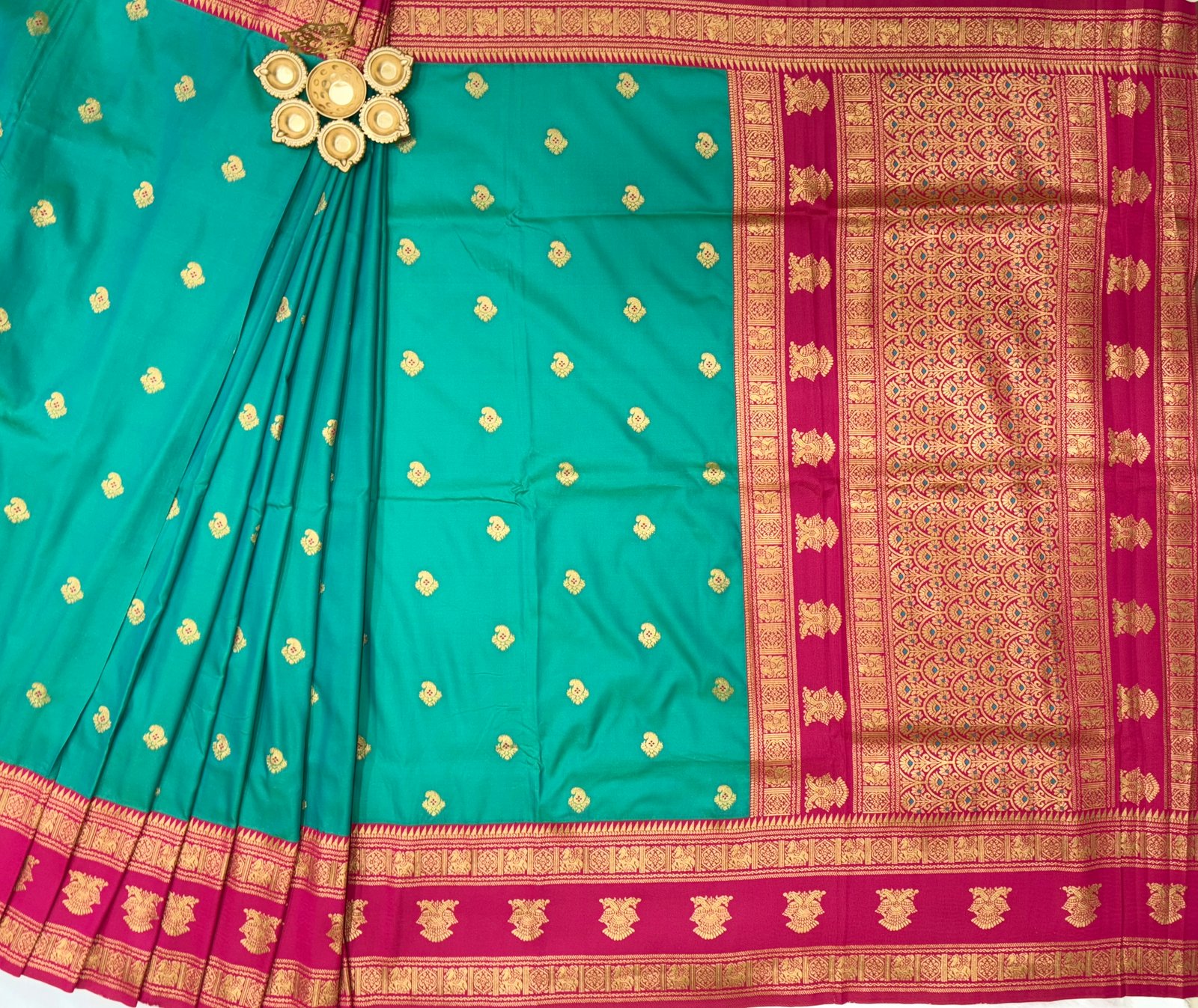 Gadwal Style Meenakari Pallu Semi Silk Sarees image 19