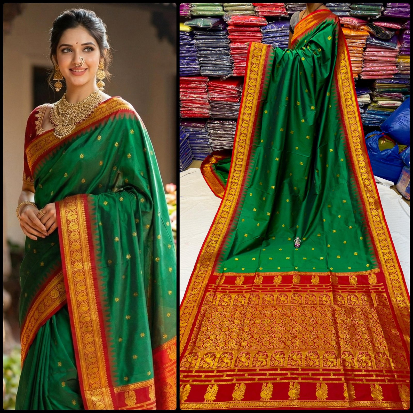 Half Silk Gadwaal Paithani image 4