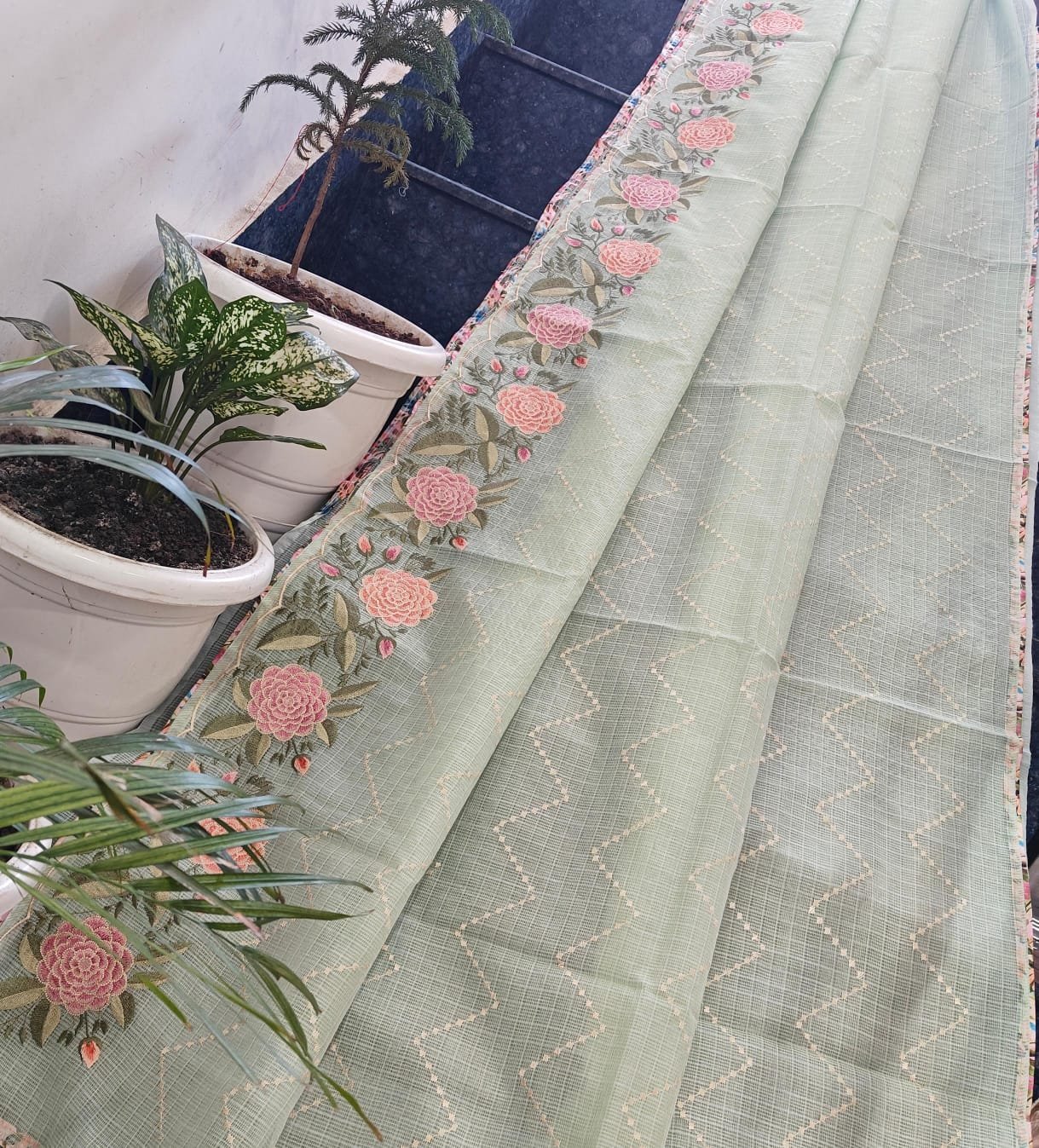 Kota Doria Saree – Embroidery Work image 15