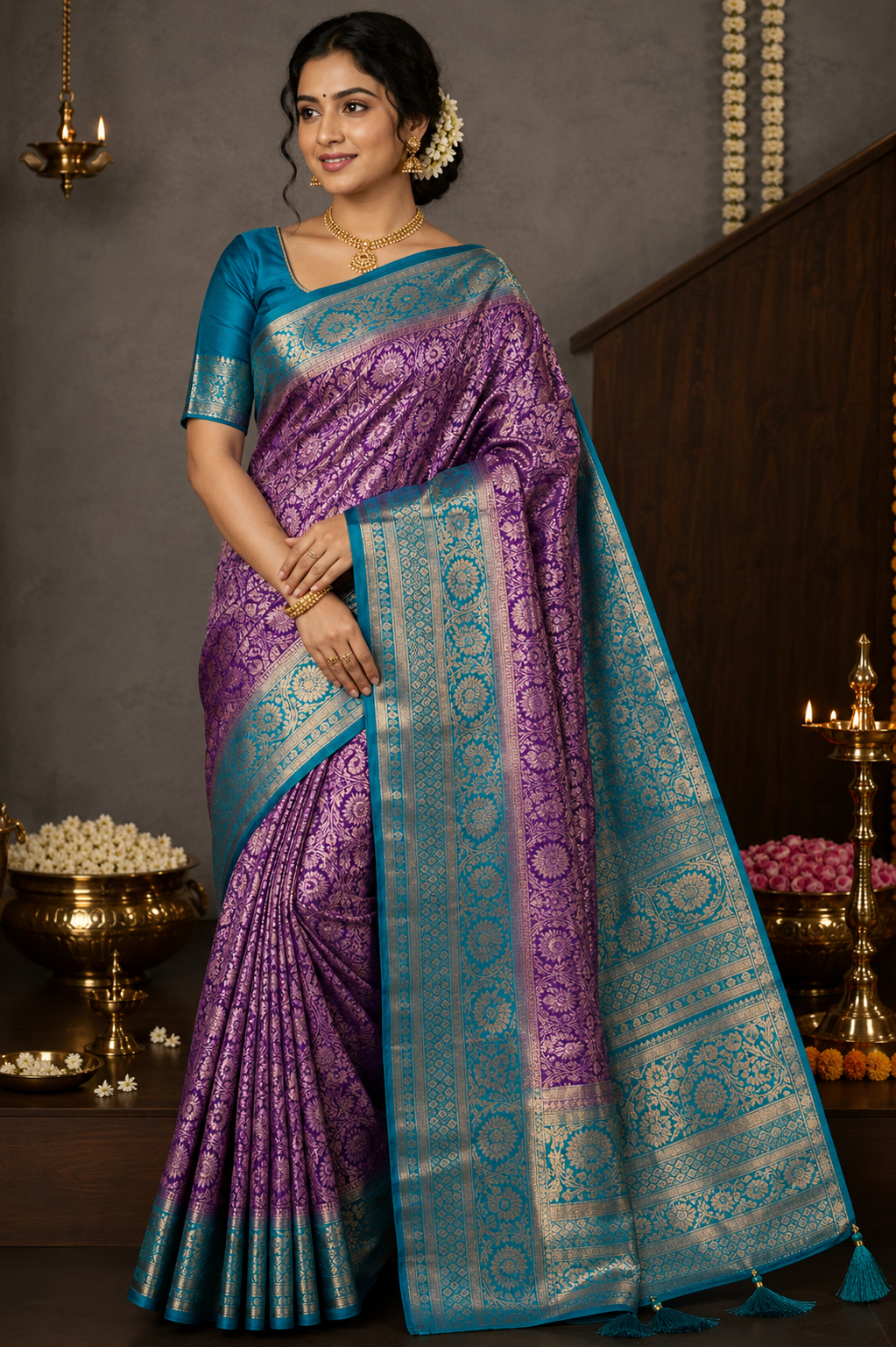 Kanchi Semi Silk Saree Full Brocade image 16