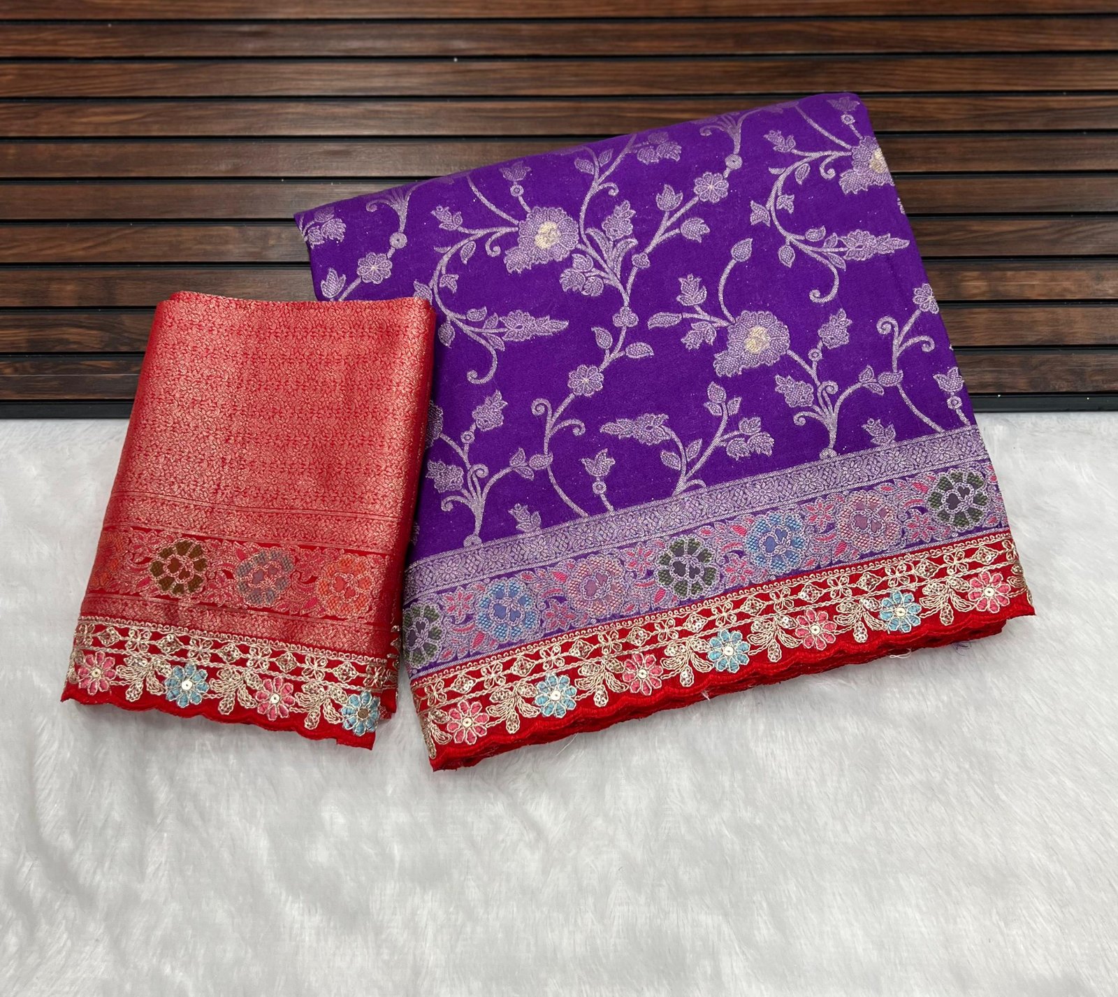 Pure Khaddi Crepe Georgette Meenakari Weaving image 11