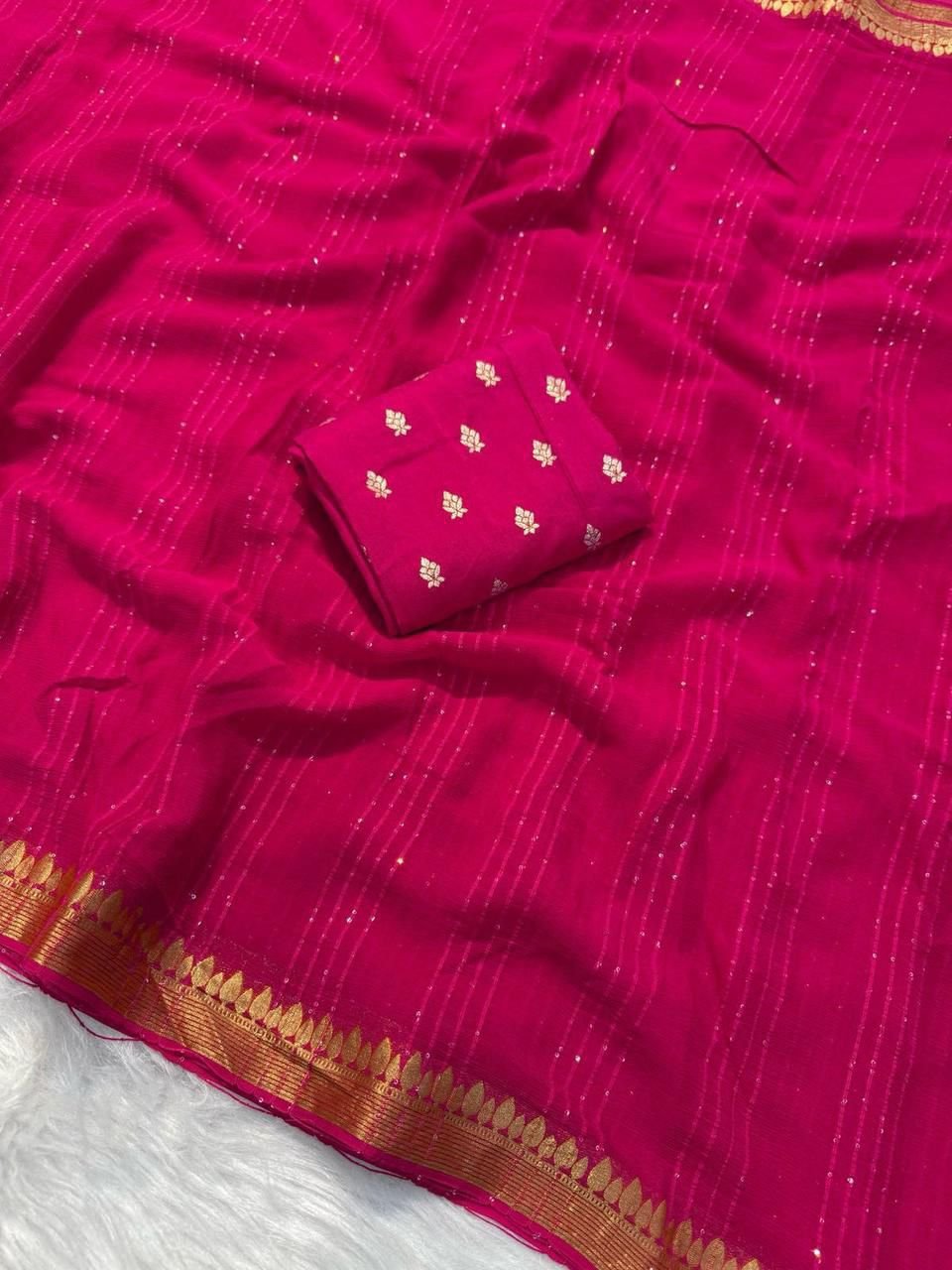Pure viscose georgette saree with sequence image 6