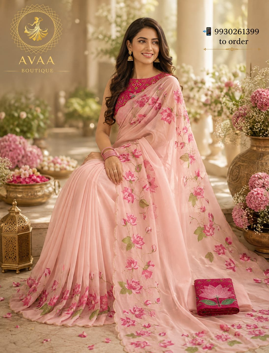 Tebi Silk Digital Print Handwork Saree image 7