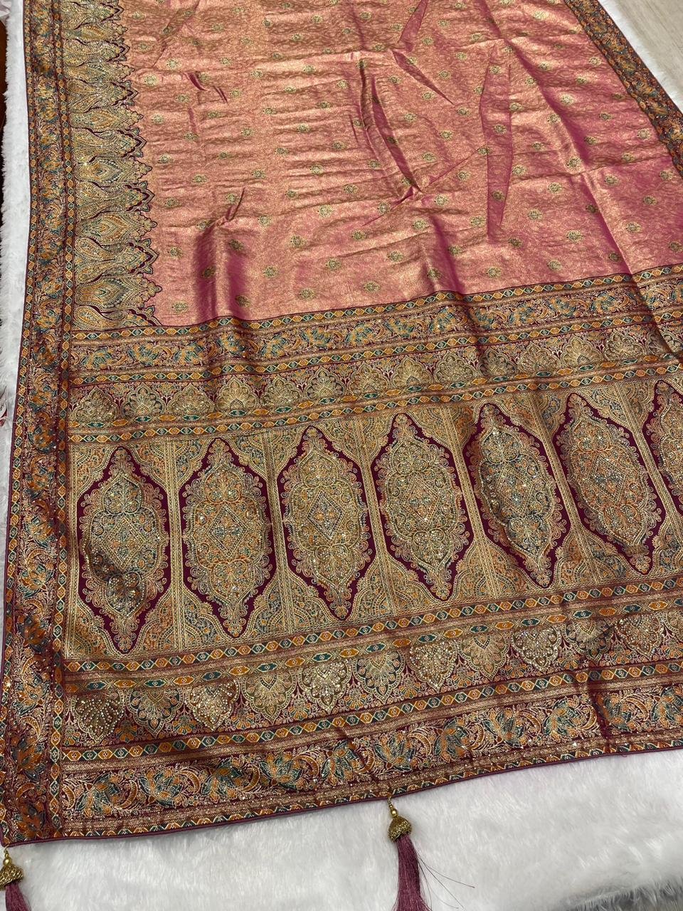 Premium Semi Silk Saree With Jarkan Work image 2