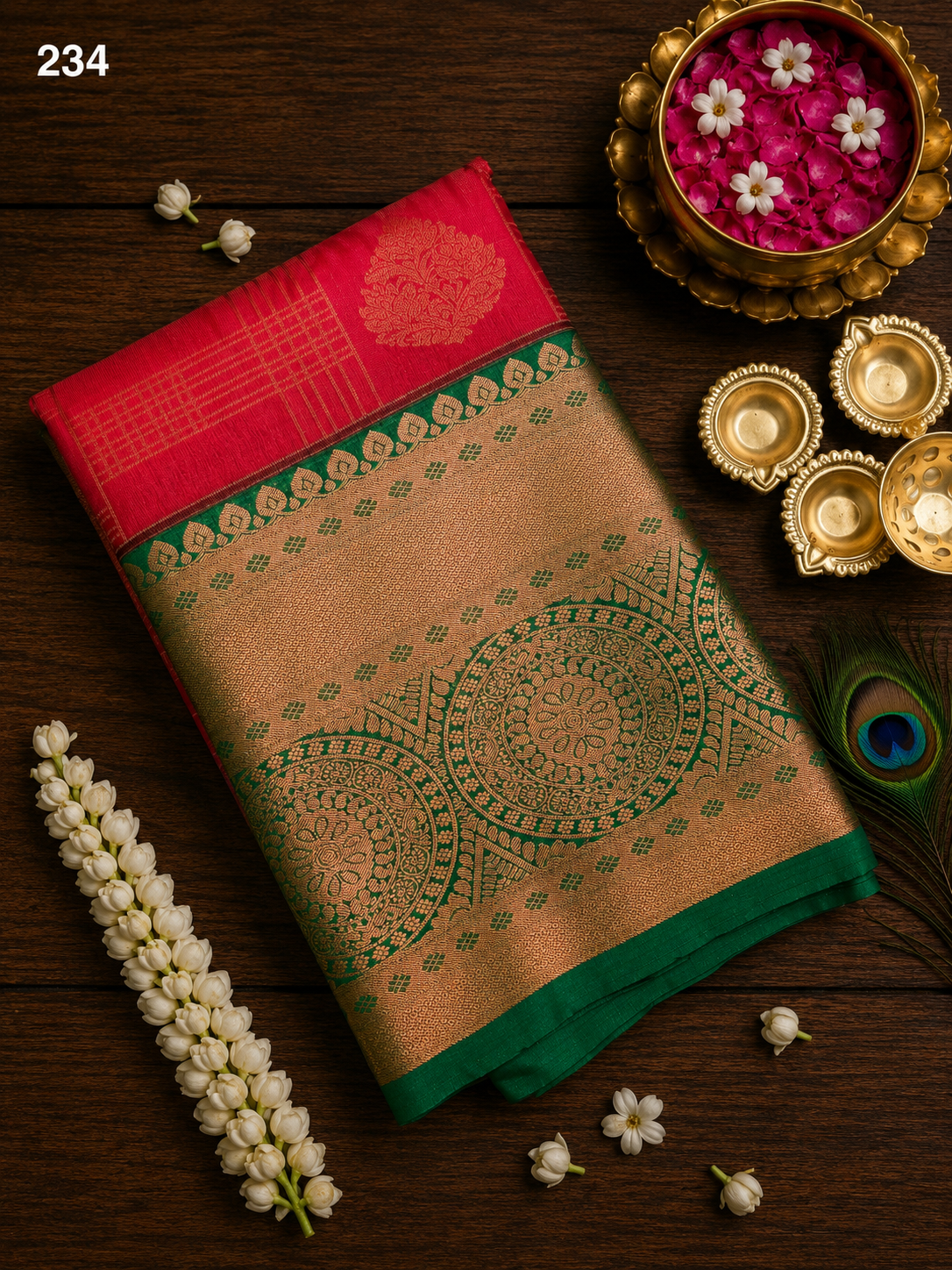 Korvai Kanchi Semi Silk Sarees Big Podi Kattam image 9