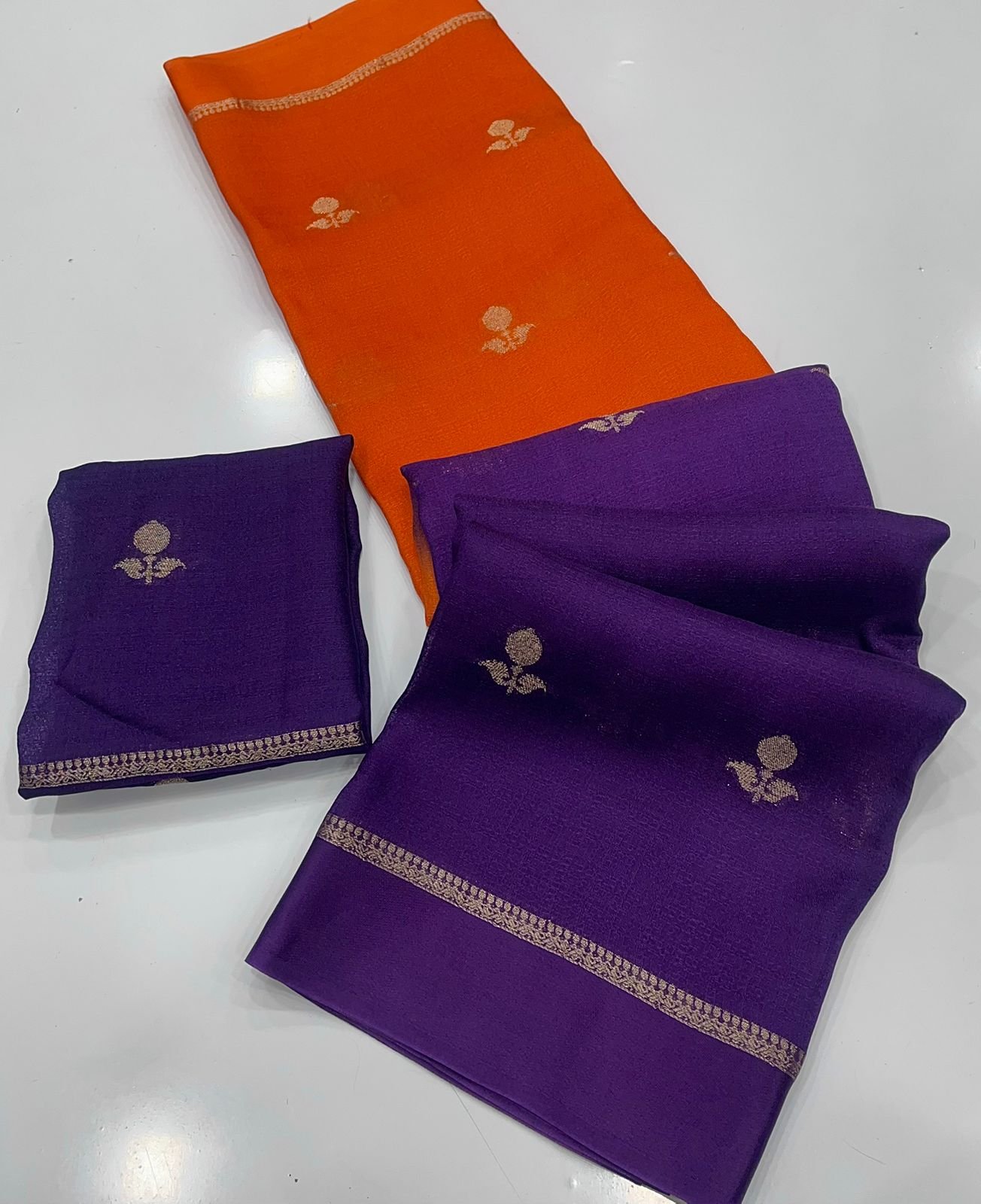 Pure soft Viscose Khadi silk fabric with satin border image 12