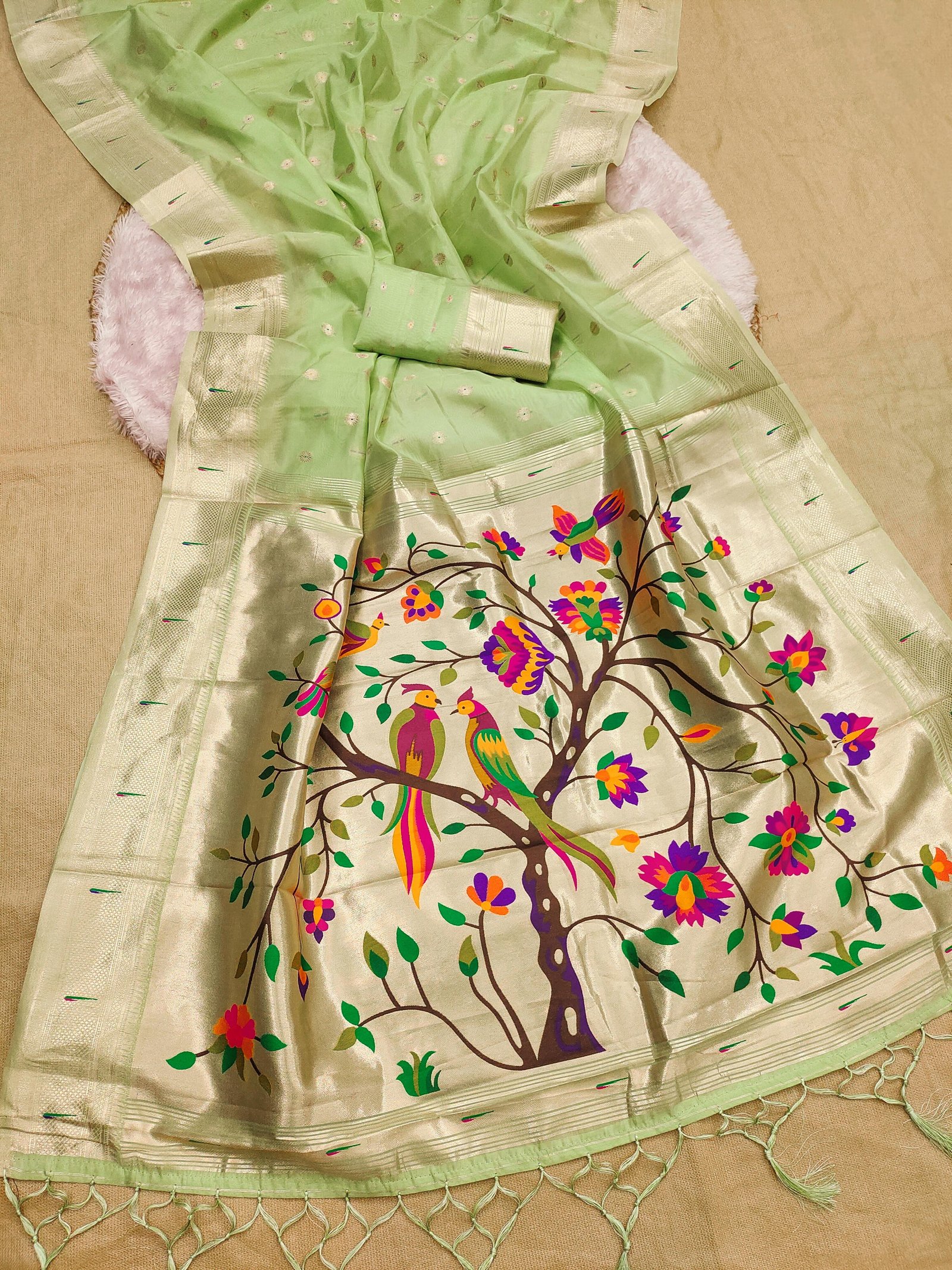 Traditional Organza Paithani image 5