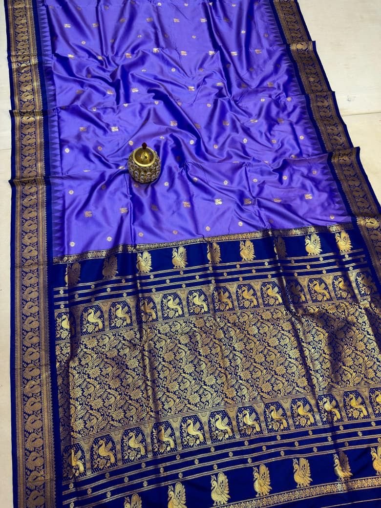 Traditional Peacock Gadwal Paithani image 6