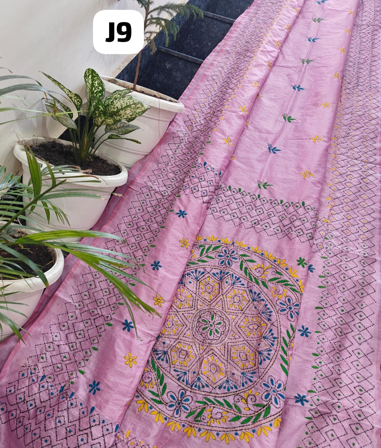 1 Chanderi Fabric Saree with Kantha work image 9