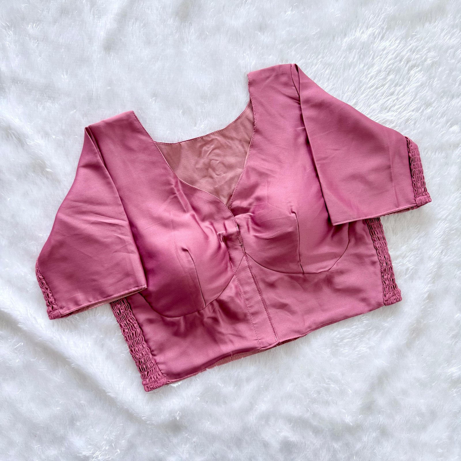 Solid Color Elastic Blouse image 11