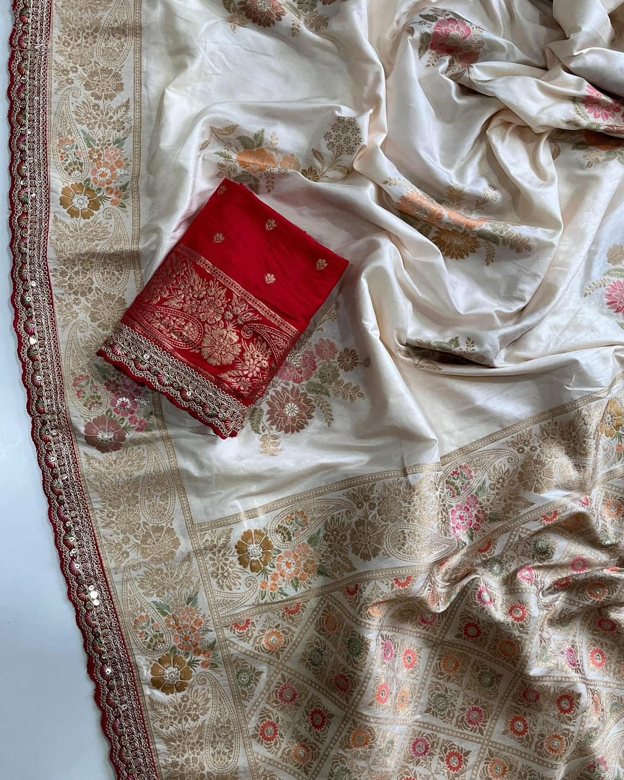 Heavy Dola Silk Saree with Embroidery image 8