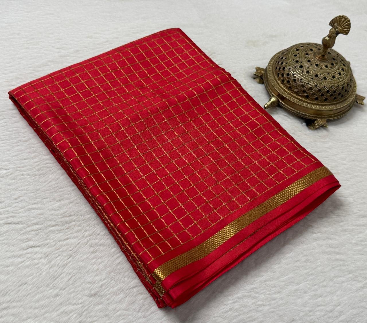 Pure Mysore Checks Sarees image 14
