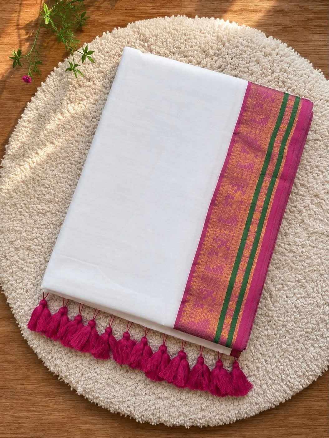 Onam Vishu Mul Cotton Saree image 3