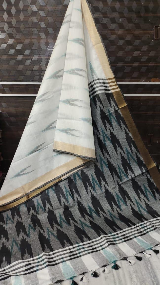 Pure linen Ikkat Sarees image 10