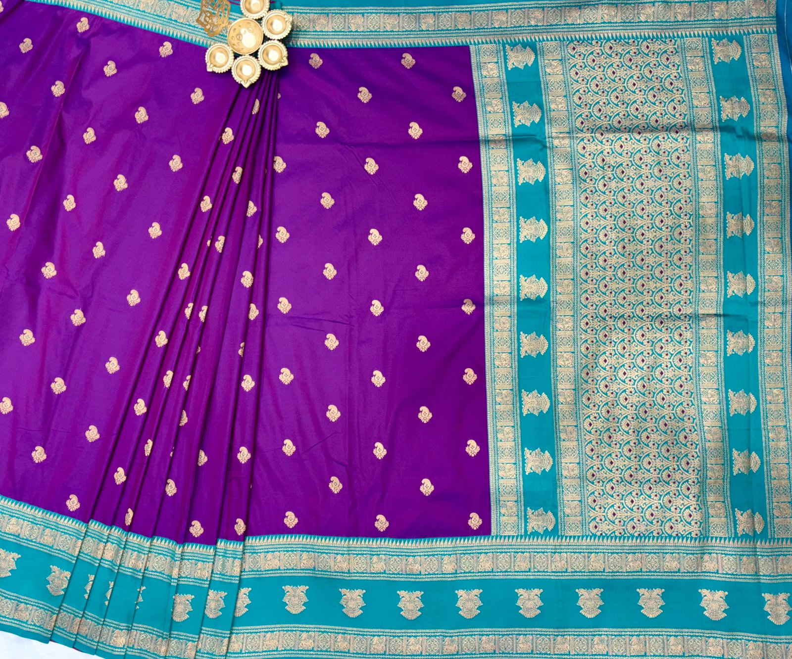 Gadwal Style Meenakari Pallu Semi Silk Sarees image 15
