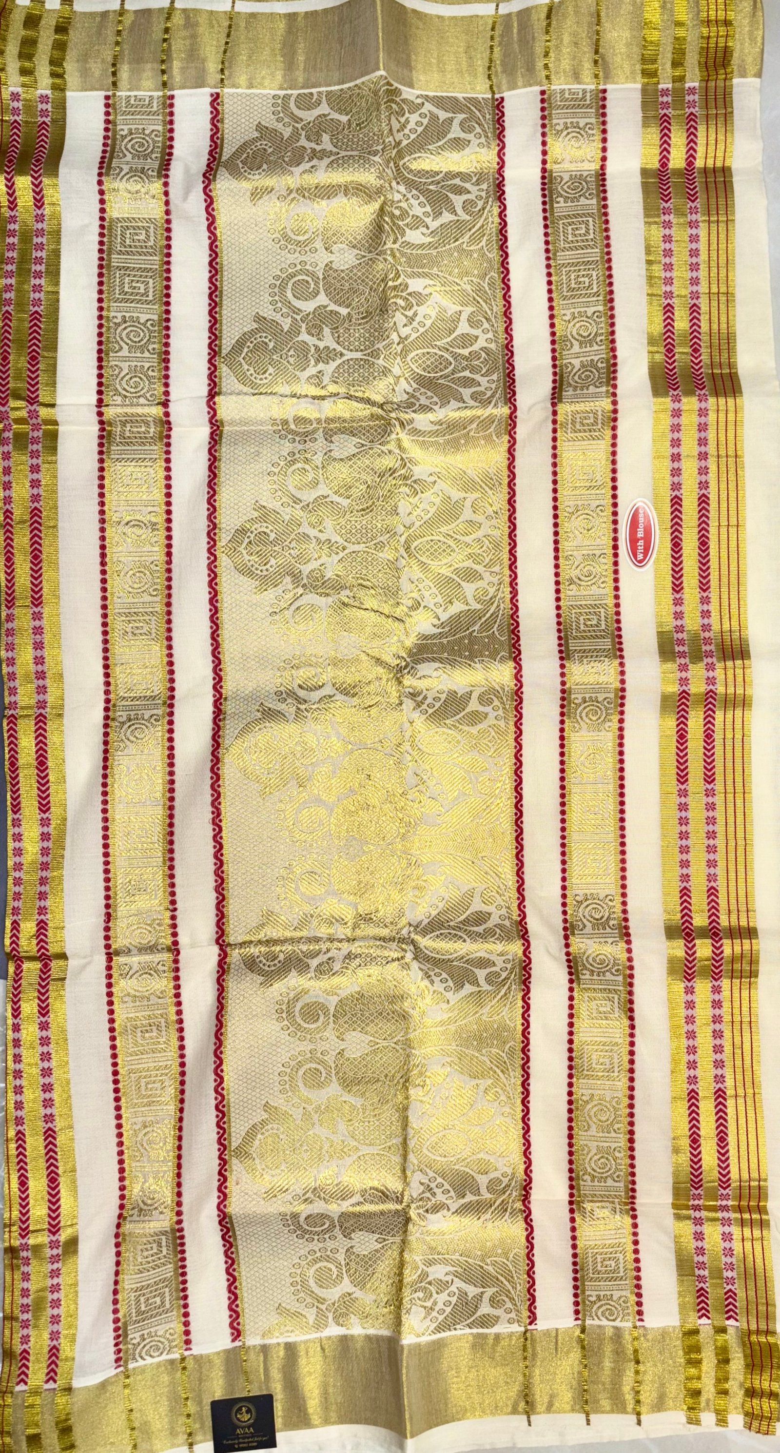 Kerala Kasavu Saree Red 2 image 4