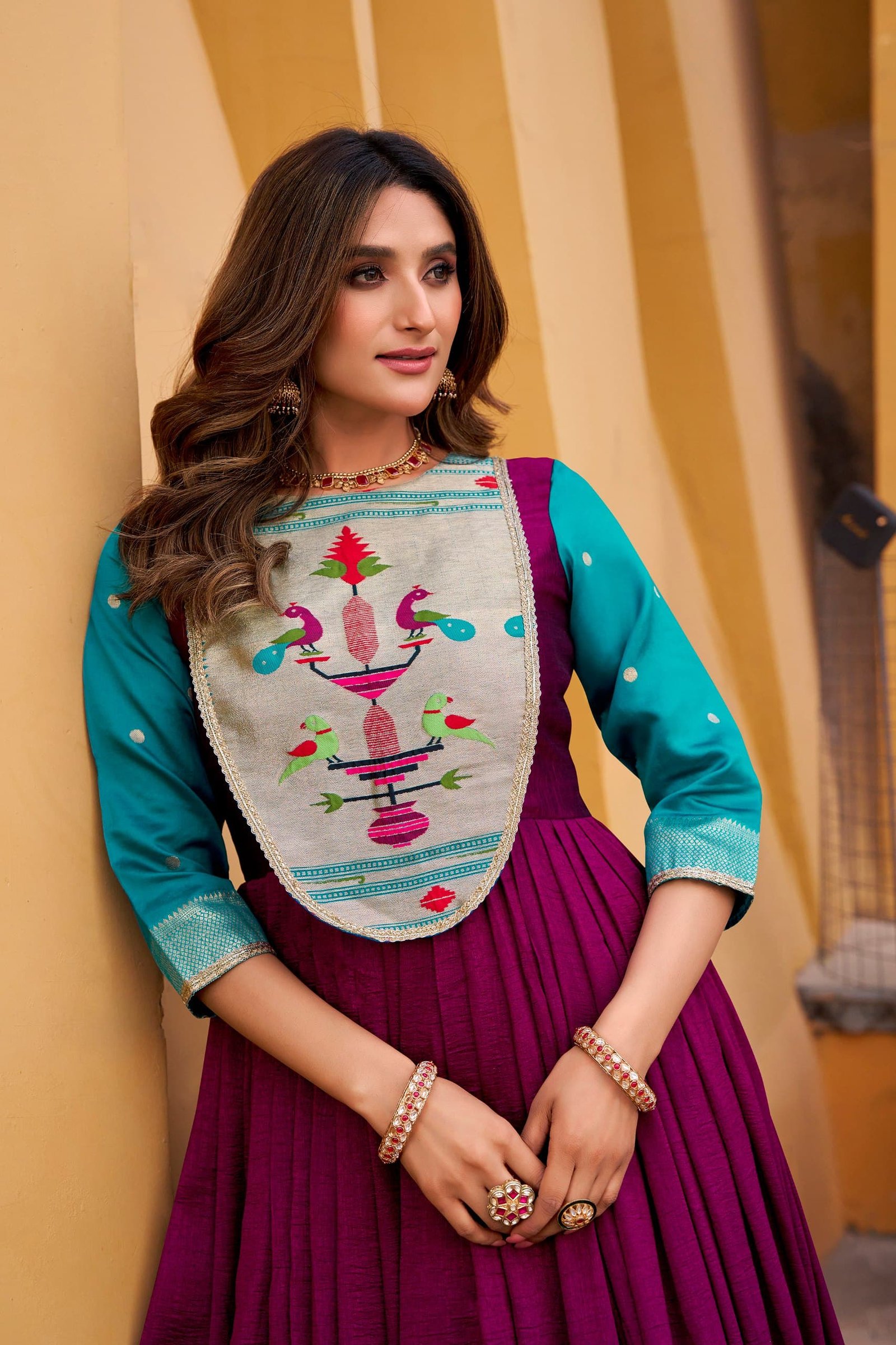 Luxurious Vichitra Silk Gown image 8