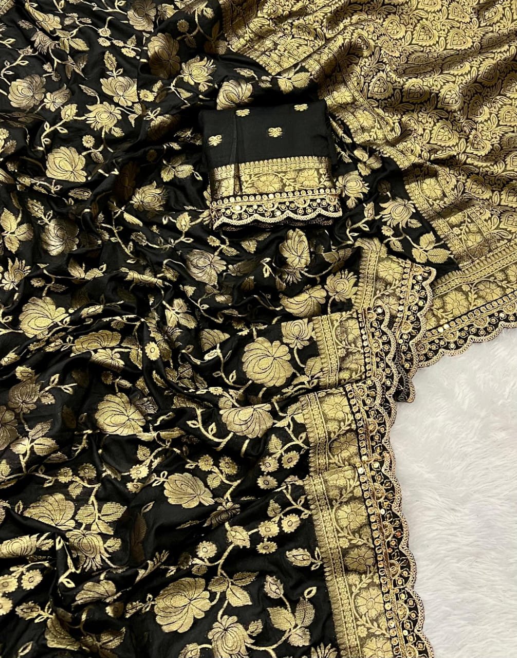 Pure Khaddi Georgette Designer Saree image 14