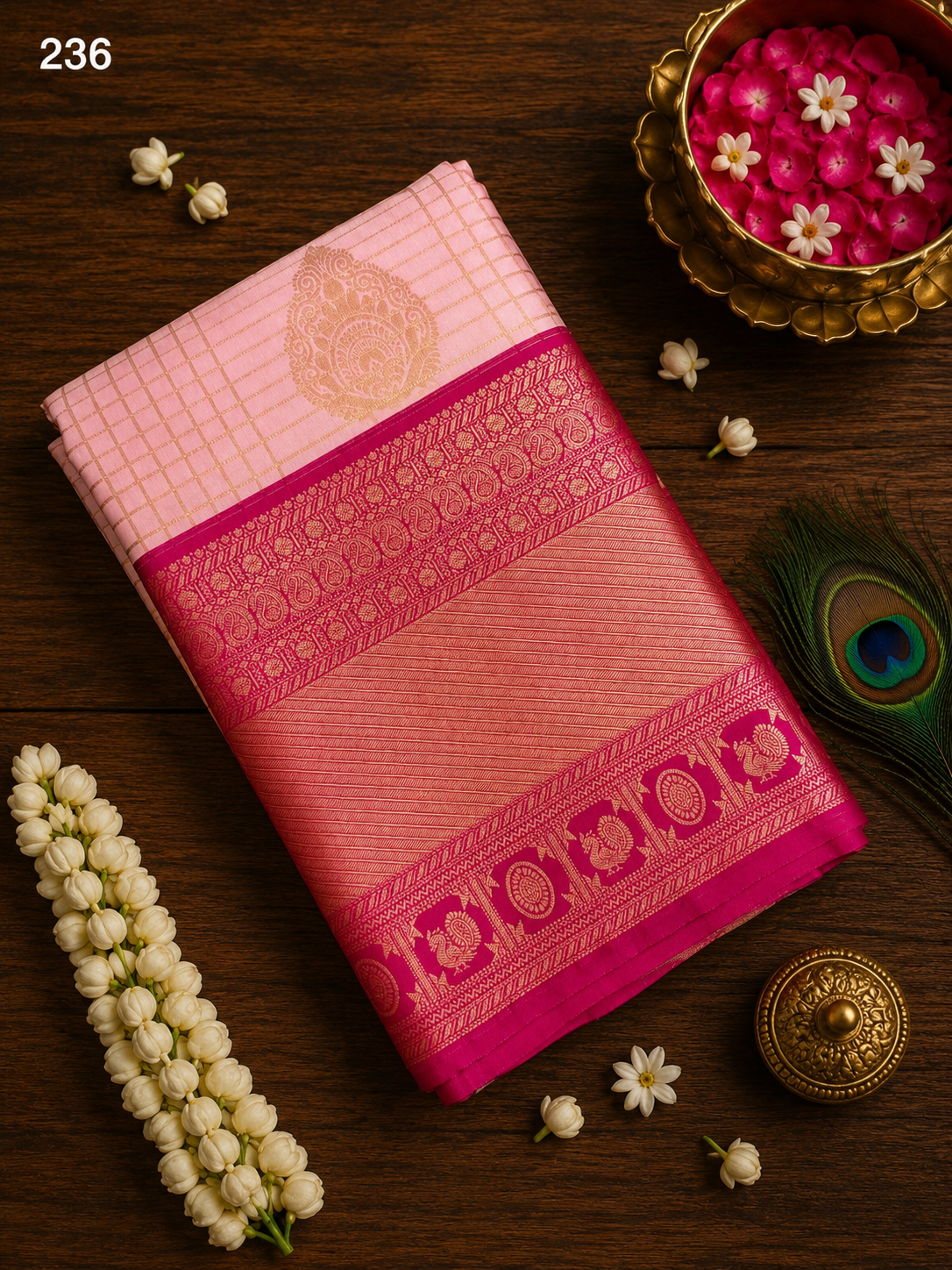 Korvai Kanchi Semi Silk Sarees Big Podi Kattam image 6