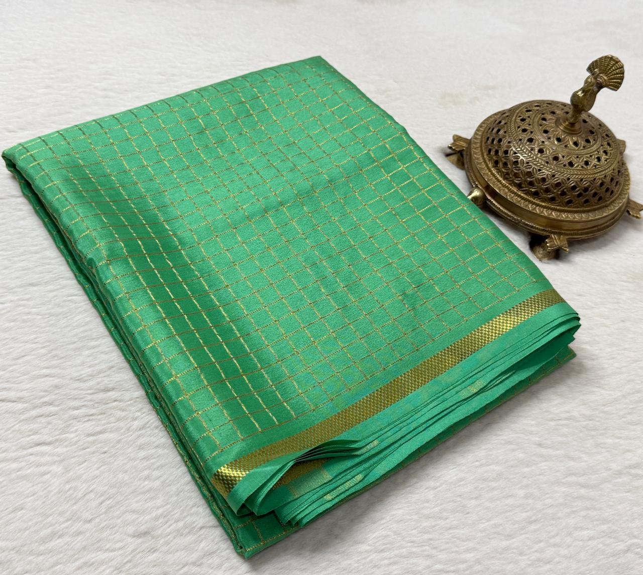 Pure Mysore Checks Sarees image 5