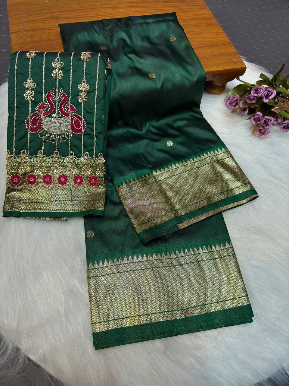 Aari Work Kalanjali Paithani image 2
