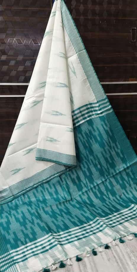 Pure linen Ikkat Sarees image 9