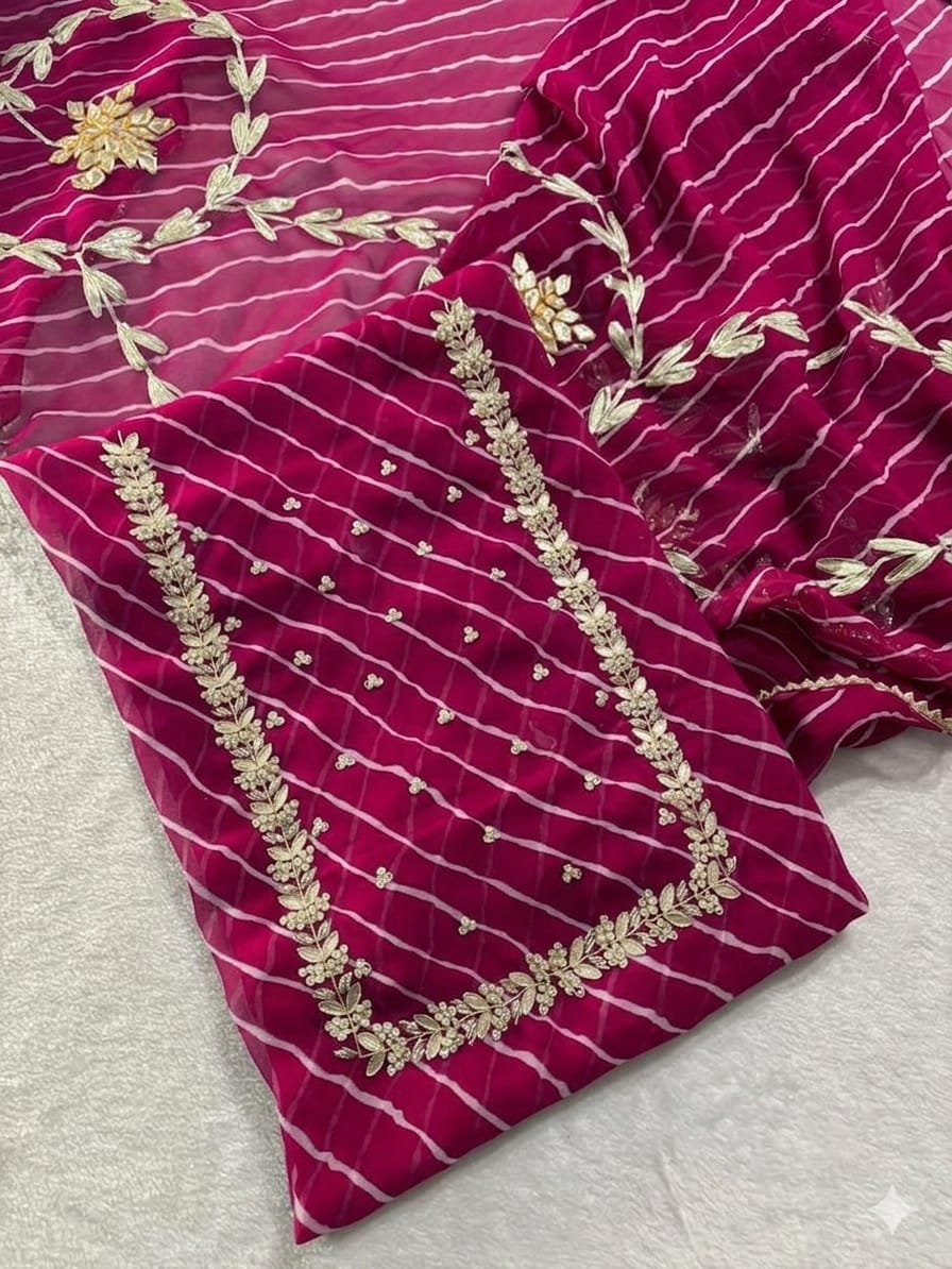 Viscose Georgette Lehriya Dress Material