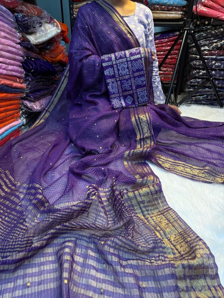 Pure viscose Georgette Weaving Jaquard Saree with Dola Silk Banarsi blouse image 6