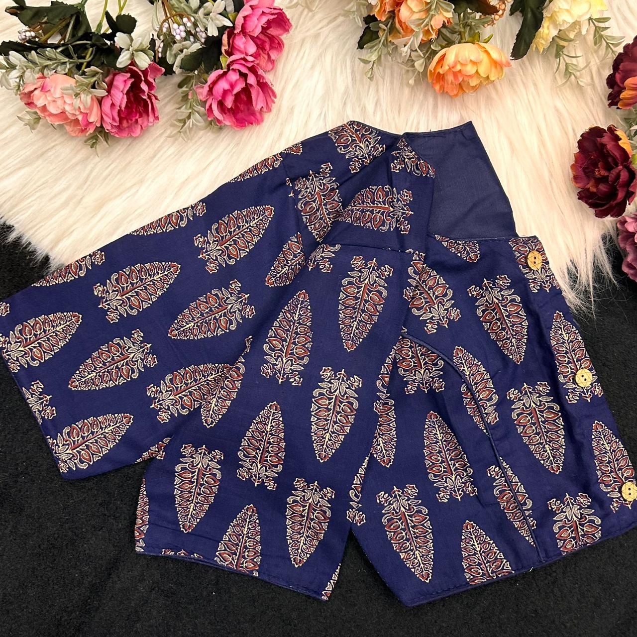 Cotton AjrakhPrint BoatNeck Neck Blouse image 5