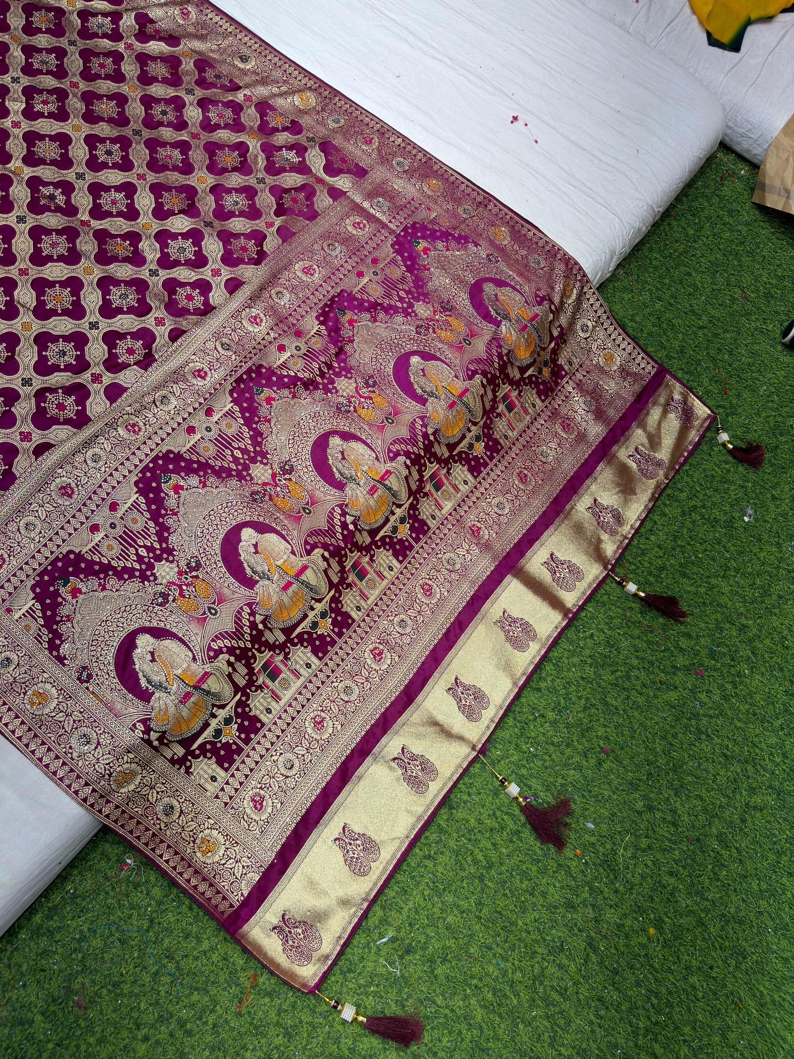 Gaji Satin Silk Saree With Jarkan image 9