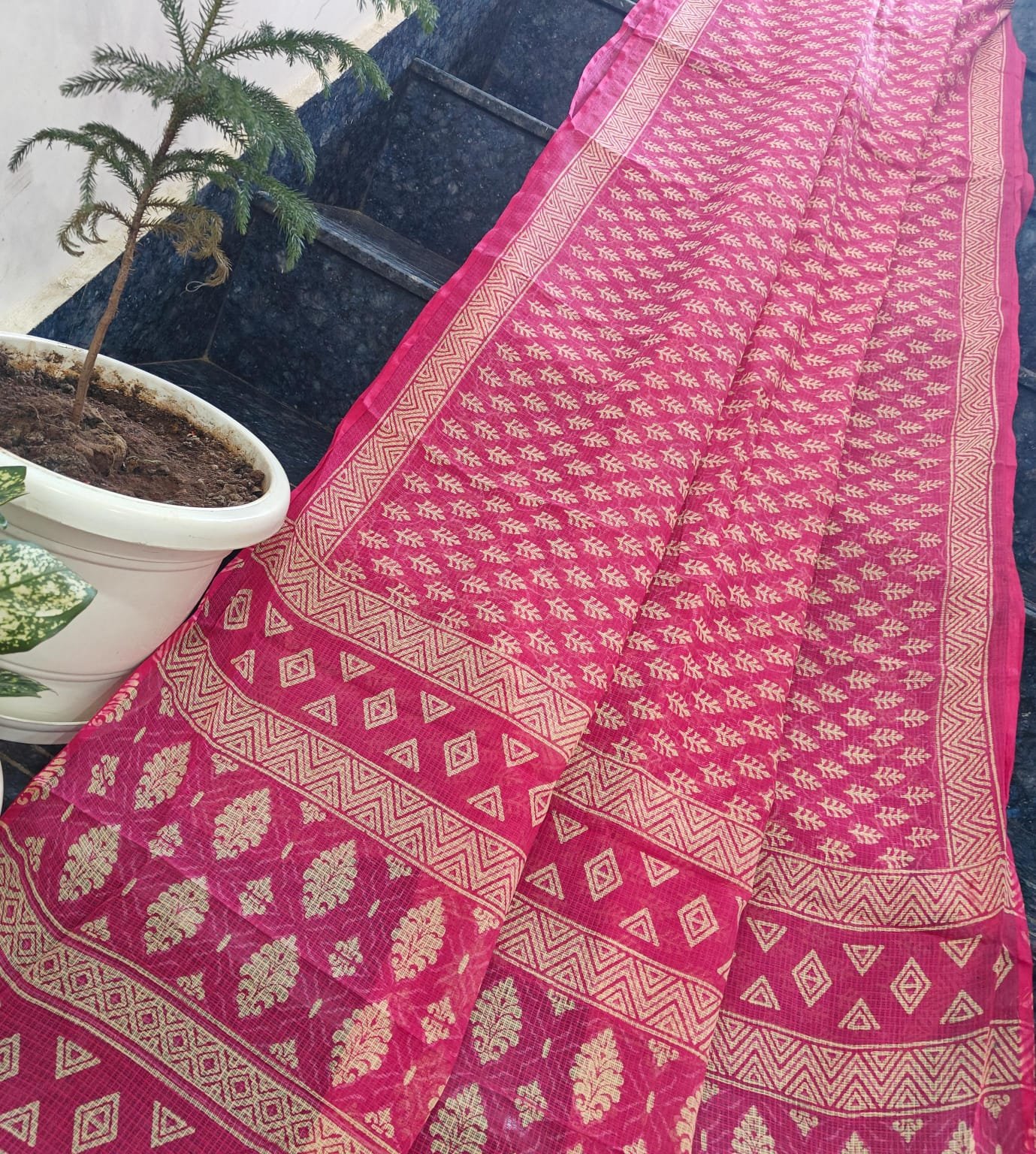 14 Pure Kota Doria Saree Indigo Print image 15