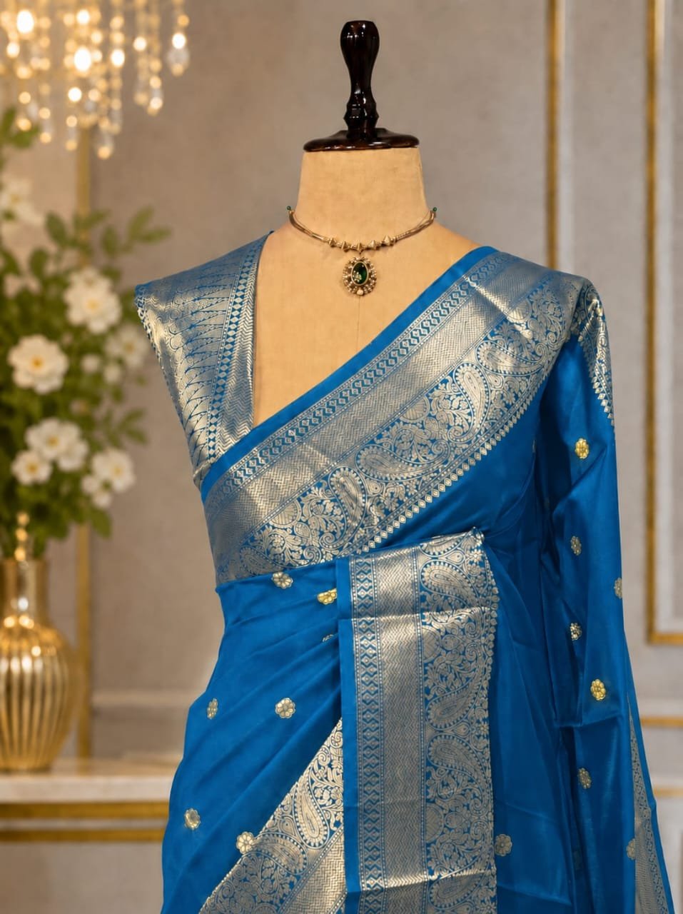 Party Wear Semi Kanjivaram Silk Sarees image 9